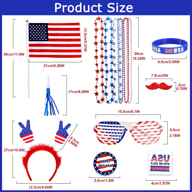 Lansian 4th of July Accessories Bulk Party Supplies, 146Pcs Patriotic Party Favors Set for Independence Day Decorations Memorial Day Celebrations USA Flags Party Parades Classroom Rewards for Kids - Image 3